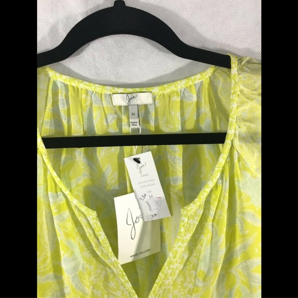 NWT $228 Joie‎ 'Anerae' Silk Top Yellow-Lime [SZ Medium ] - Picture 3 of 8